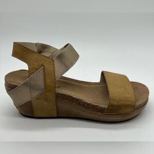 Pierre Dumas Brown and Tan Wedge Sandals